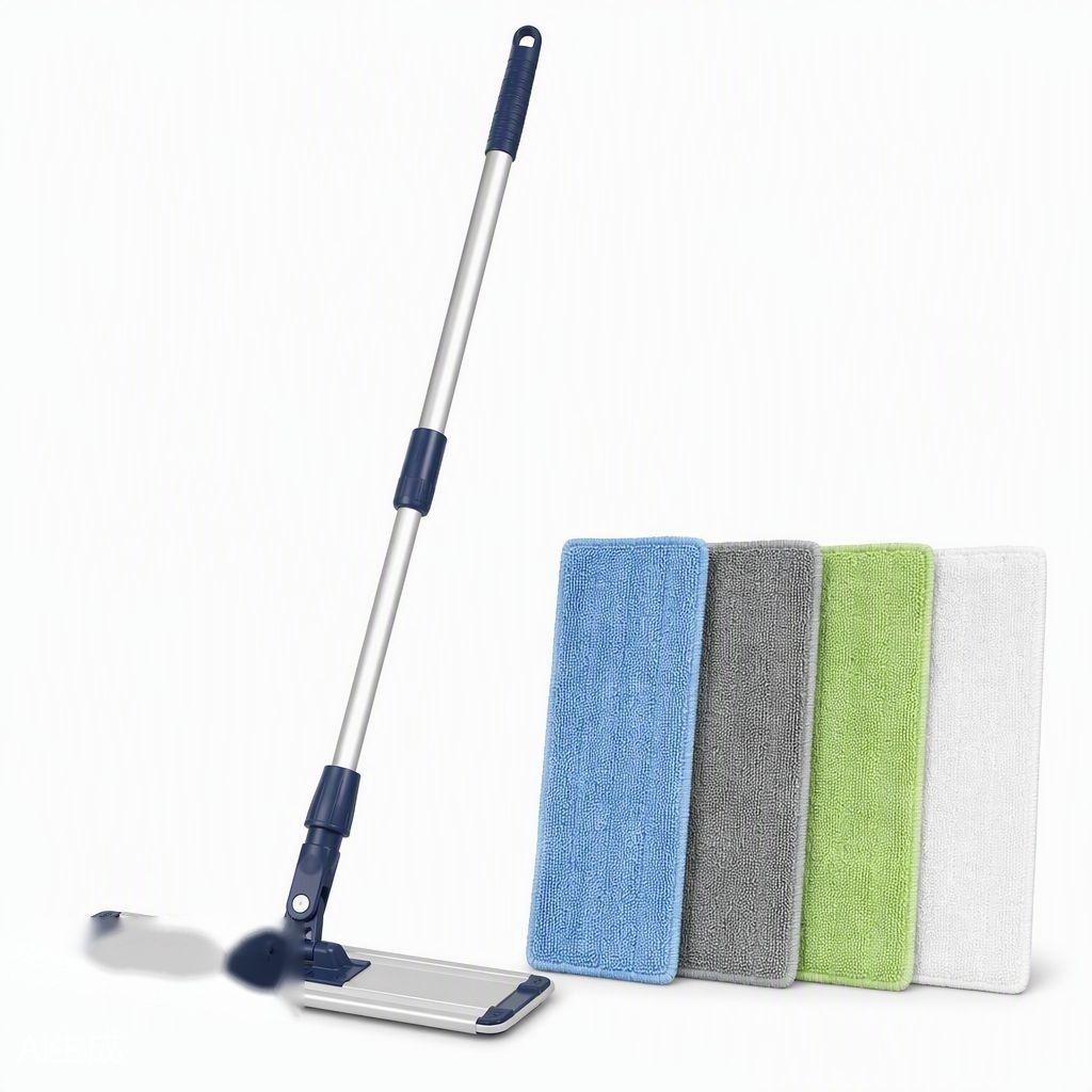 Commercial Flat Mop System with 4 Reusable Pads